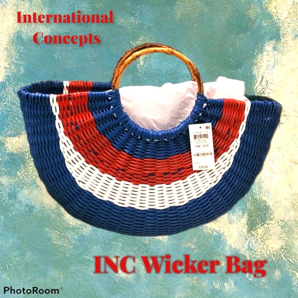 INC Wicker Tote Bag